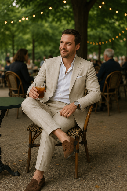 Men's 2-Piece Linen Look Suit Set