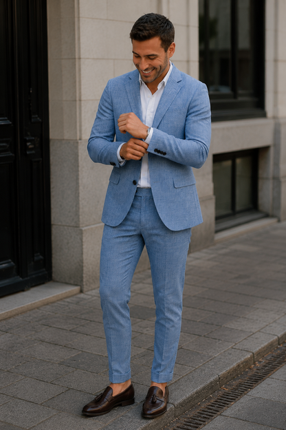 Men's 2-Piece Linen Look Suit Set