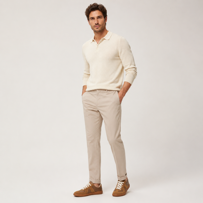 Men's lace-up casual sneakers, brown suede with white laces and gum sole