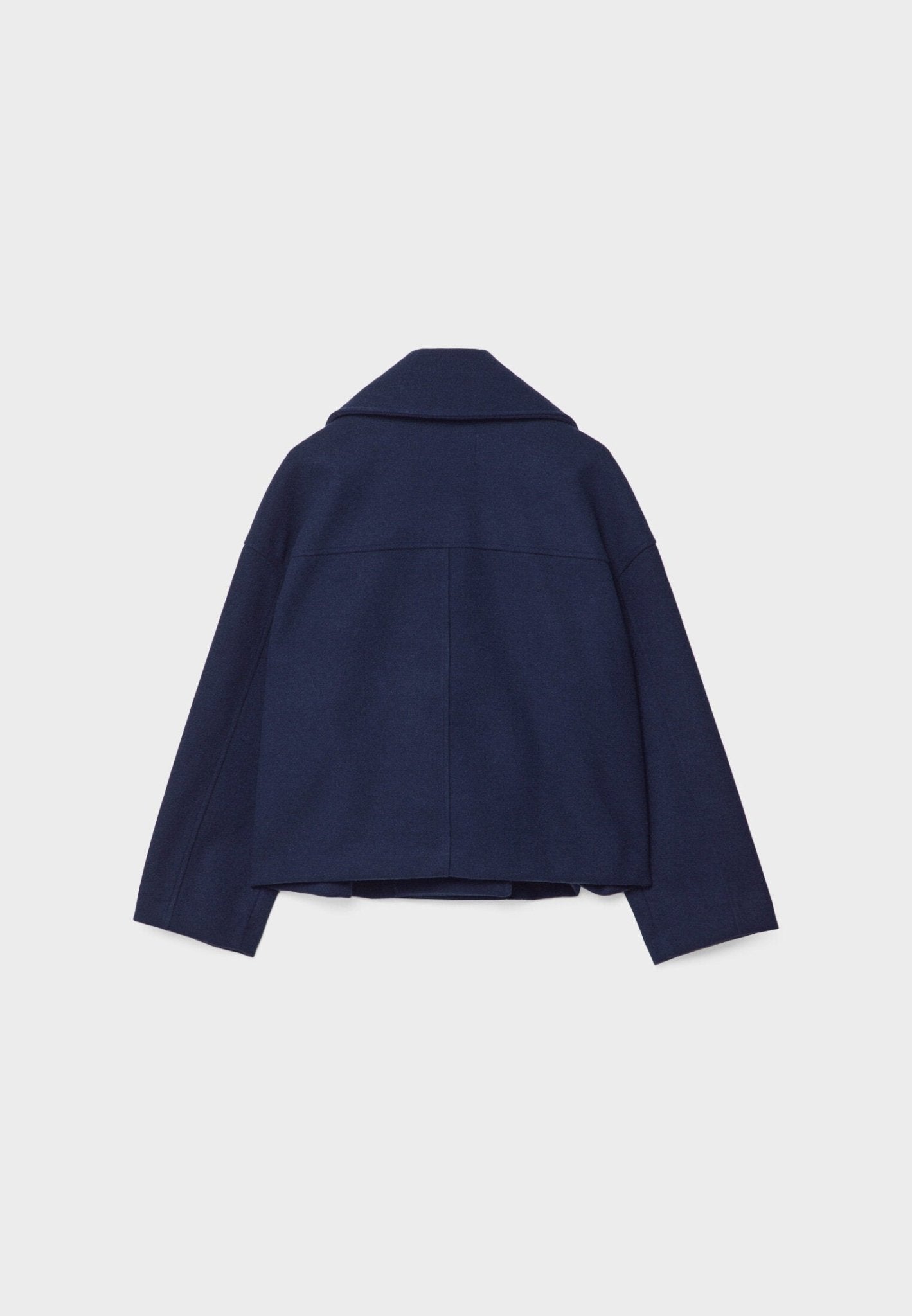 Cropped double-breasted jacket, navy, notched collar and long sleeves